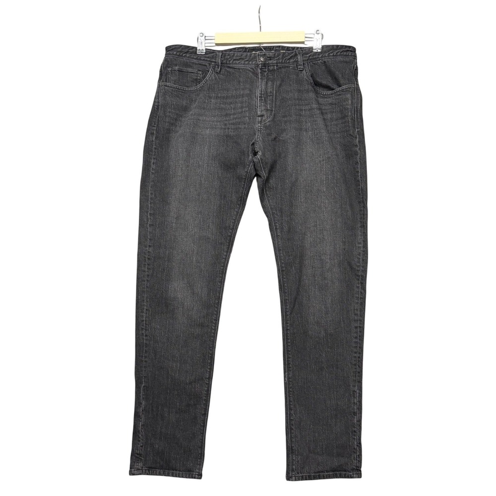 Massimo Dutti Denim Jeans‎ Mens 38 Black Slim Fit Faded Stretch Grunge Goth Punk